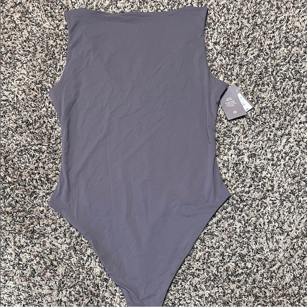 Auden Luxe Stretch High Neck V Back Mauve Gray Thong Bodysuit Var Sizes | NWT - Picture 7 of 11